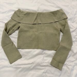 Off the shoulder cropped knit sweater large